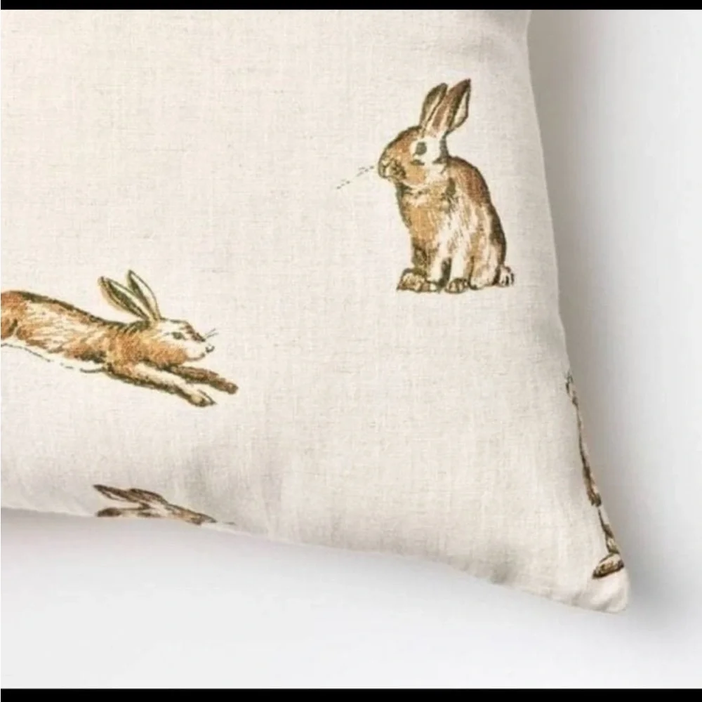 Studio McGee McGee Oversized Printed Bunny Square Throw Pillow Linen/Bro…